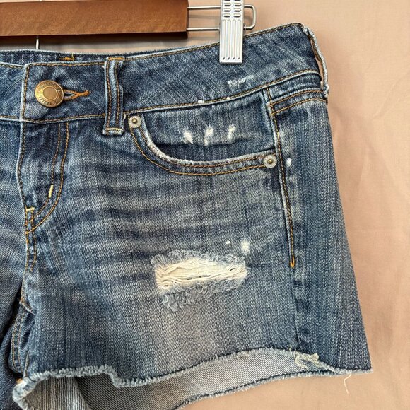 American Eagle Cut Off Jean Shorts Distressed Size 4 Women's - Picture 3 of 7